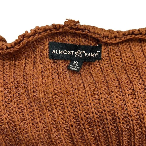 Almost Famous Rust Orange Open Hooded Cardigan XL - Picture 3 of 3